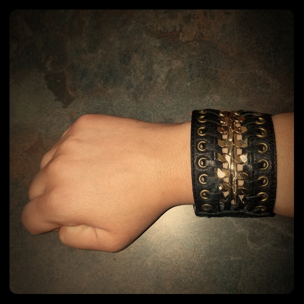 Black embellished cuff bracelet
